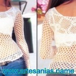 Blusa blanca en croché